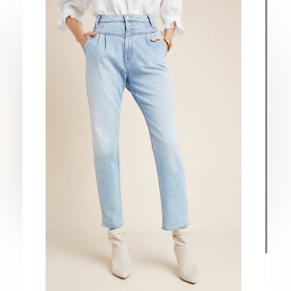 MOTHER Superior The Pleated Ultra High-Rise Straight Jeans - Picture 1 of 11